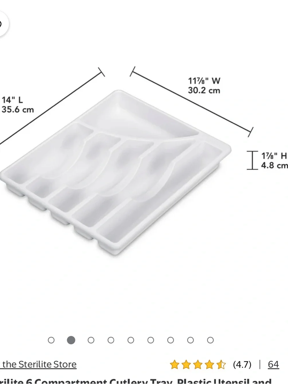 Sterilite Cutlery Tray Organizer Large Size 6 Compartment